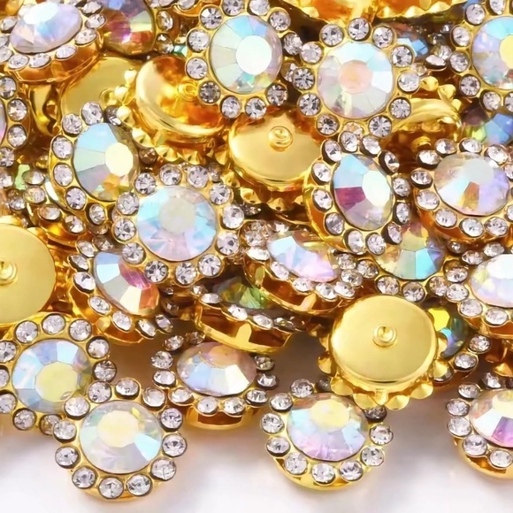 5x7 vintage Aurora borealis rhinestone button picture frame - Picture 5 of 5